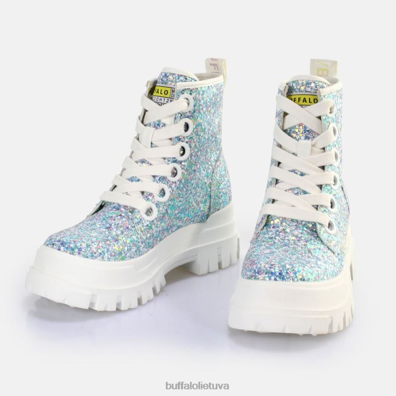 aspha lace up hi ankle boot vegan Buffalo sidabras / kremas4D4XB372 |batai