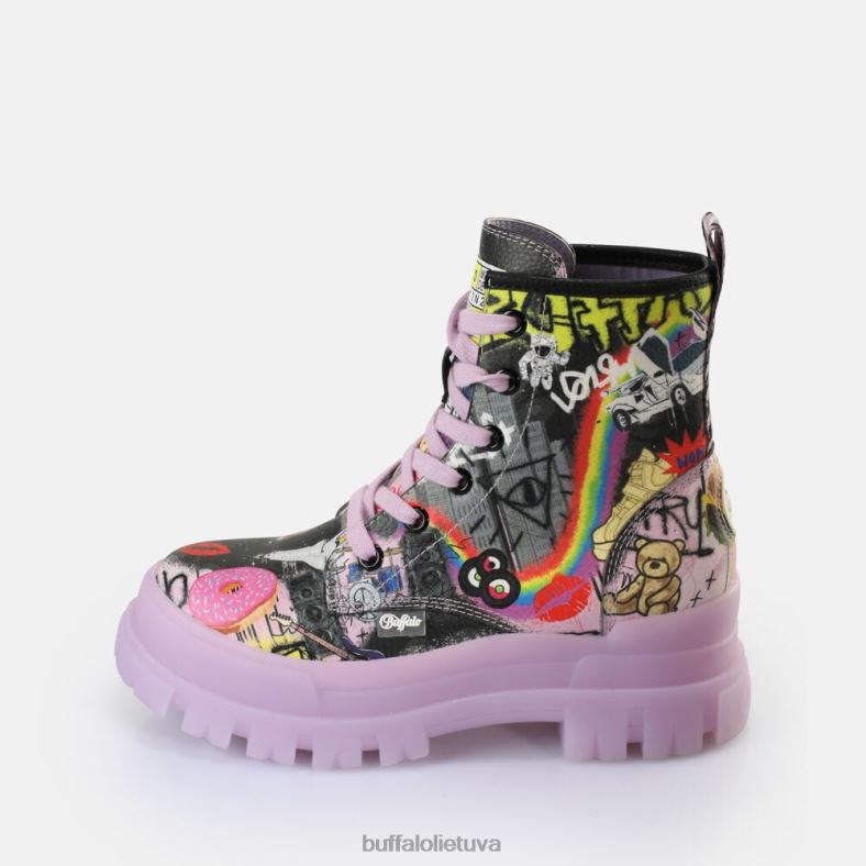 aspha lace up hi ankle boot vegan Buffalo violetinė/juoda grafiti4D4XB436 |batai