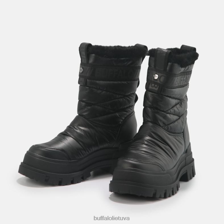 aspha quilt bootie flat vegan Buffalo juodas4D4XB483 |batai