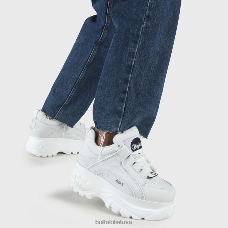 Klasikiniai sportbačiai žemos nubuko odos Buffalo baltas4D4XB445 |sportbačiai