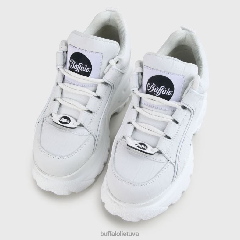 Klasikiniai sportbačiai žemos nubuko odos Buffalo baltas4D4XB445 |sportbačiai