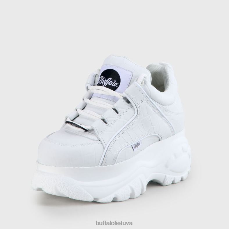 Klasikiniai sportbačiai žemos nubuko odos Buffalo baltas4D4XB445 |sportbačiai