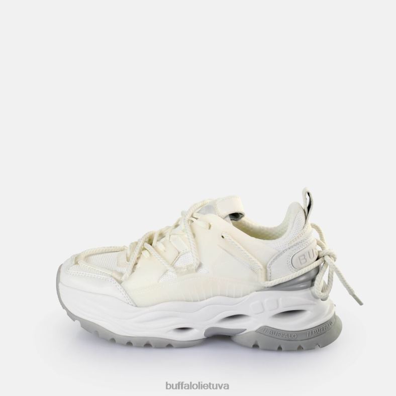 Trigubai nėriniuoti sportbačiai žemi veganiški Buffalo balta/sidabrinė4D4XB746 |sportbačiai