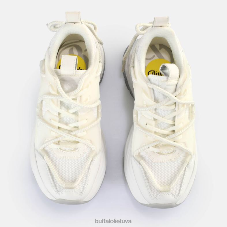 Trigubai nėriniuoti sportbačiai žemi veganiški Buffalo balta/sidabrinė4D4XB746 |sportbačiai