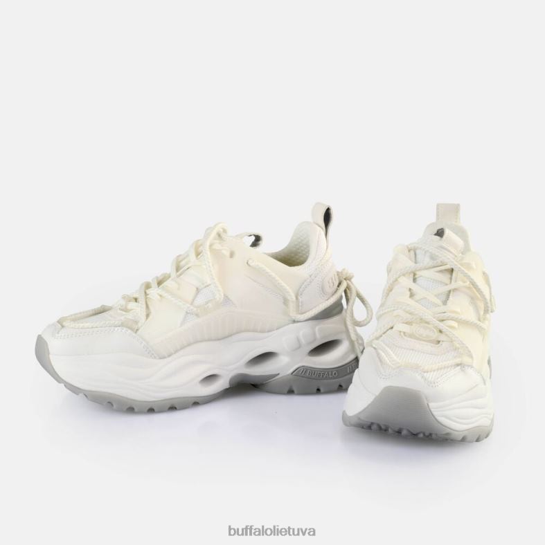 Trigubai nėriniuoti sportbačiai žemi veganiški Buffalo balta/sidabrinė4D4XB746 |sportbačiai