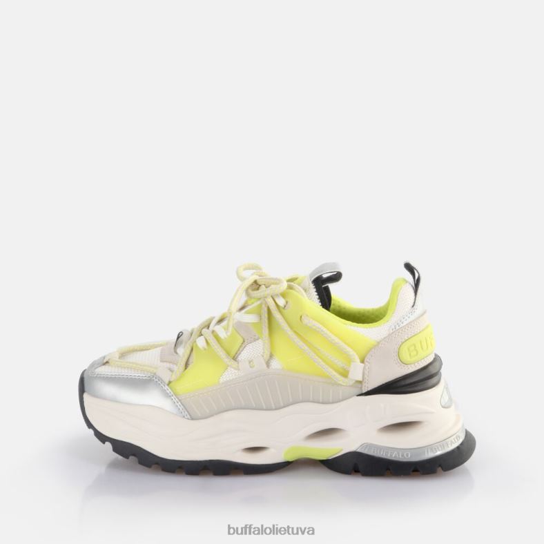 Trigubai nėriniuoti sportbačiai žemi veganiški Buffalo grietinėlės/kalkių4D4XB744 |sportbačiai