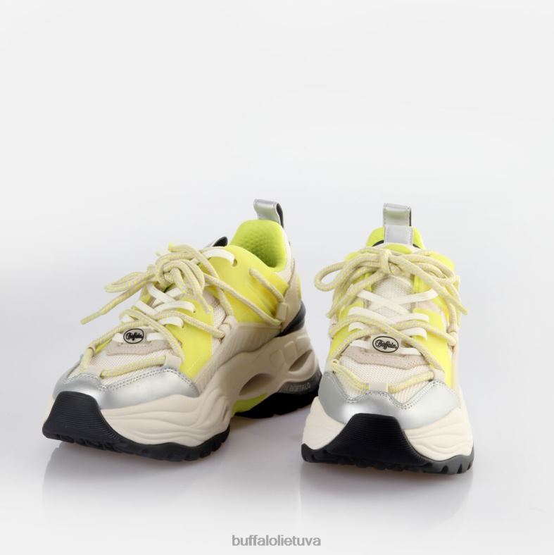 Trigubai nėriniuoti sportbačiai žemi veganiški Buffalo grietinėlės/kalkių4D4XB744 |sportbačiai