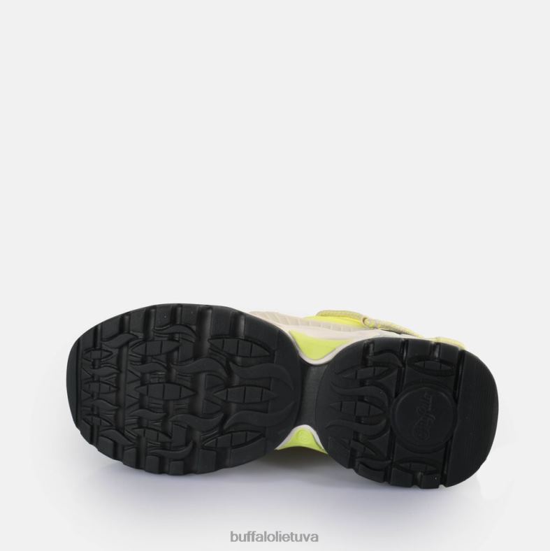 Trigubai nėriniuoti sportbačiai žemi veganiški Buffalo grietinėlės/kalkių4D4XB744 |sportbačiai