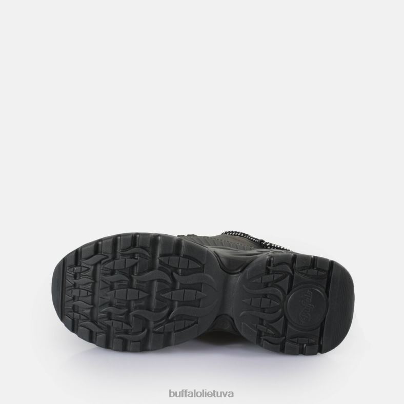 Trigubai nėriniuoti sportbačiai žemi veganiški Buffalo juodas4D4XB745 |sportbačiai