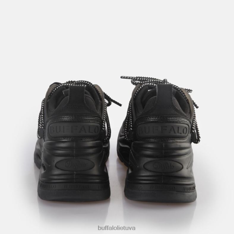 Trigubai nėriniuoti sportbačiai žemi veganiški Buffalo juodas4D4XB745 |sportbačiai