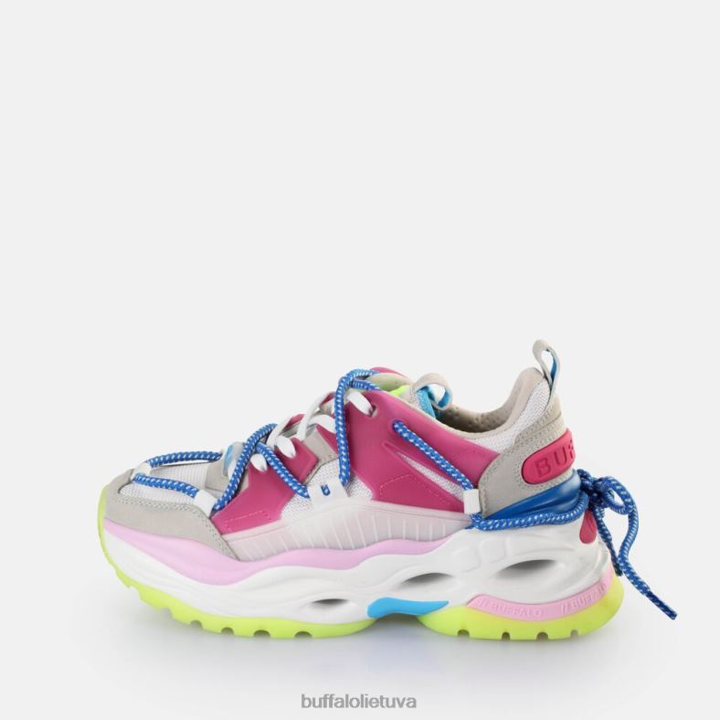 Trigubai nėriniuoti sportbačiai žemi veganiški Buffalo šviesiai pilka/neoninė daugiaspalvė4D4XB747 |sportbačiai