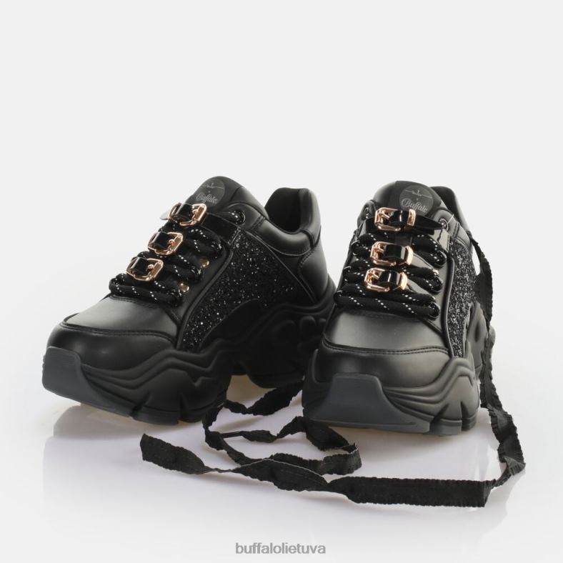 binariniai glam sportbačiai veganai Buffalo blizgus/juodas4D4XB322 |sportbačiai