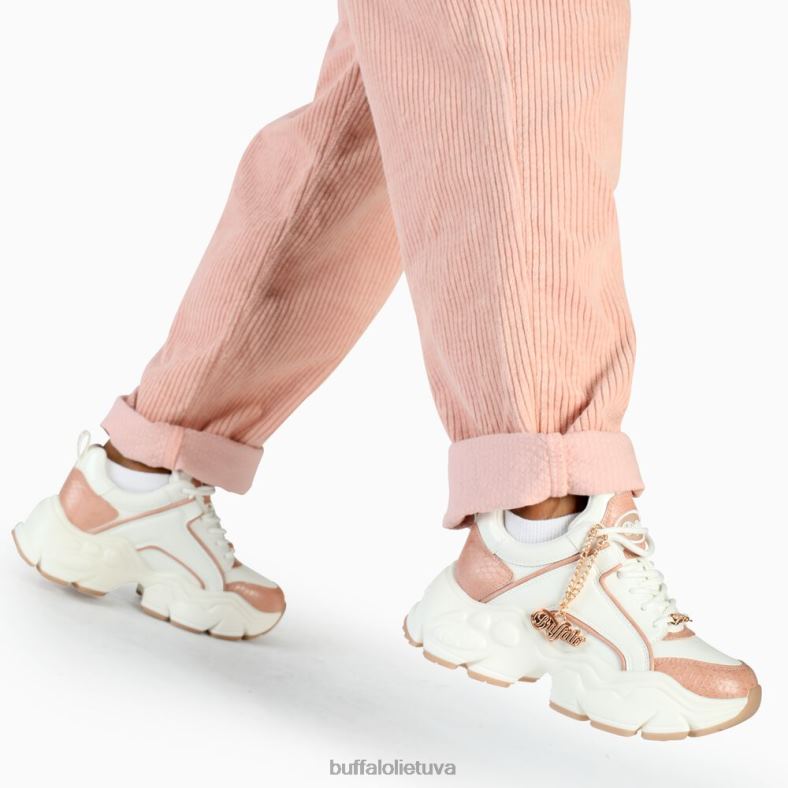 binary glam sportbačiai, žemi veganiški Buffalo balta/šviesiai rožinė4D4XB320 |sportbačiai