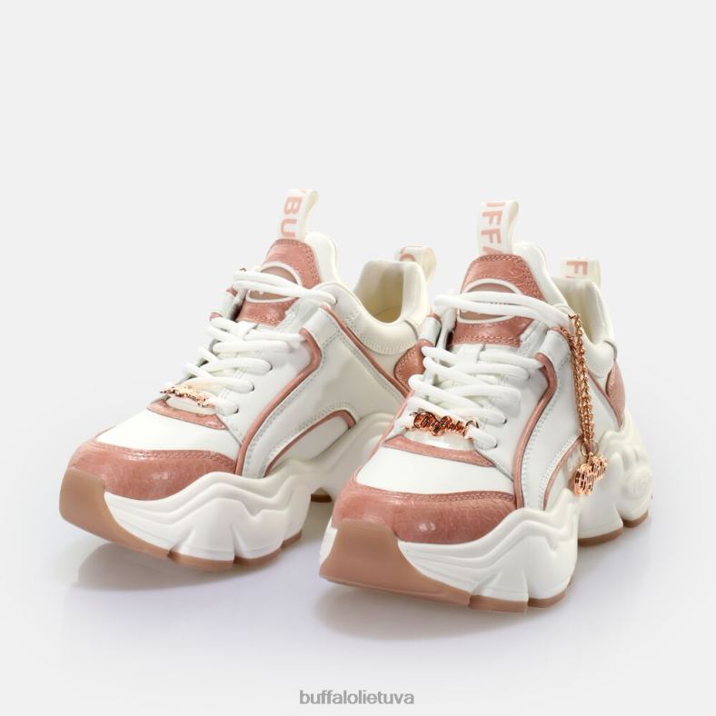 binary glam sportbačiai, žemi veganiški Buffalo balta/šviesiai rožinė4D4XB320 |sportbačiai