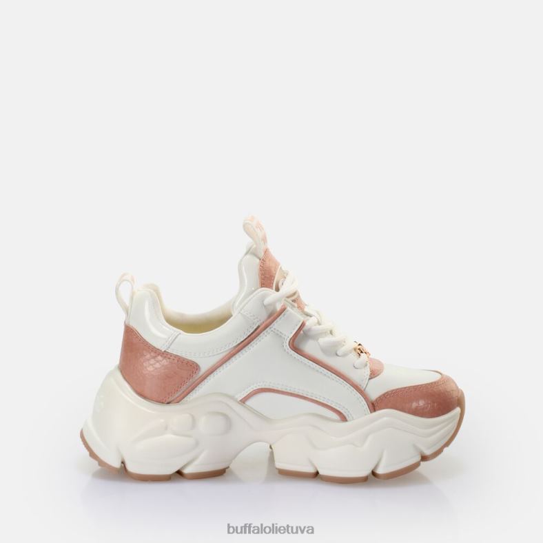 binary glam sportbačiai, žemi veganiški Buffalo balta/šviesiai rožinė4D4XB320 |sportbačiai