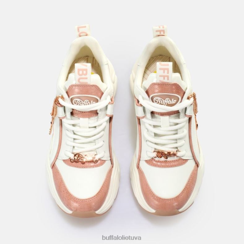 binary glam sportbačiai, žemi veganiški Buffalo balta/šviesiai rožinė4D4XB320 |sportbačiai