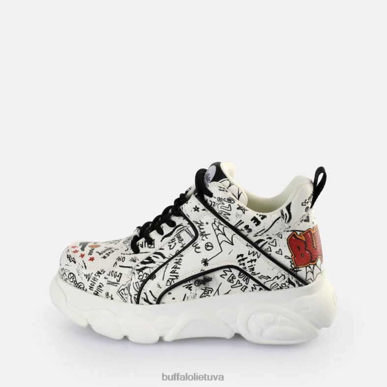 cld corin graffiti sportbačiai žemi veganiški Buffalo balta juoda4D4XB140 |sportbačiai