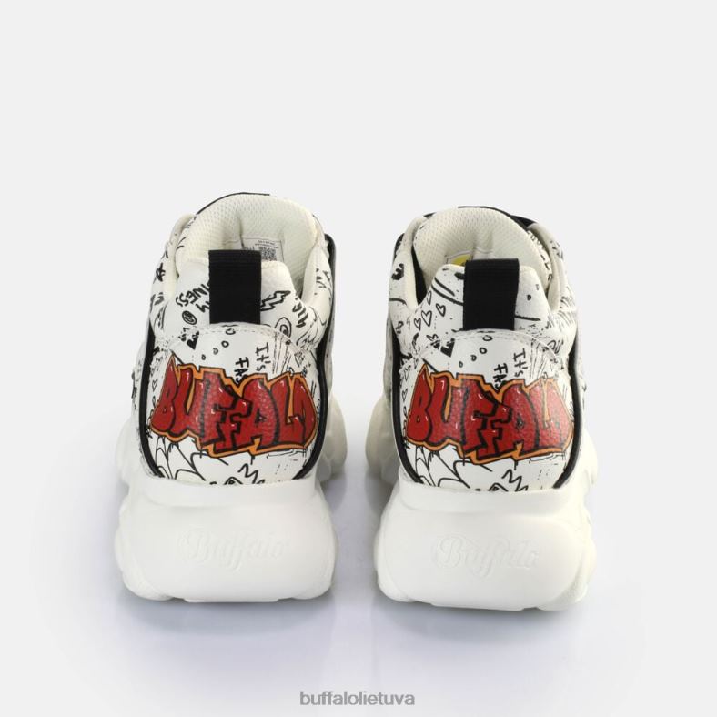 cld corin graffiti sportbačiai žemi veganiški Buffalo balta juoda4D4XB140 |sportbačiai