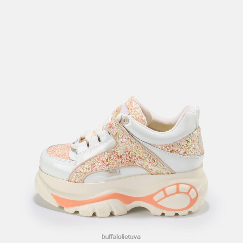 klasikiniai žemi odiniai sportbačiai Buffalo balta/oranžinė4D4XB800 |sportbačiai