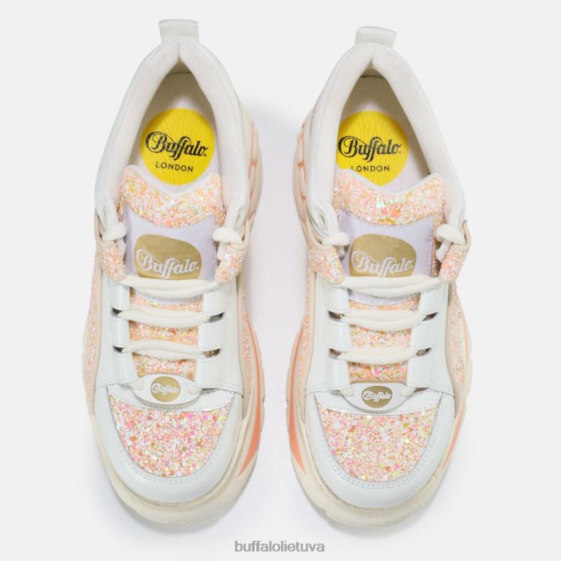 klasikiniai žemi odiniai sportbačiai Buffalo balta/oranžinė4D4XB800 |sportbačiai