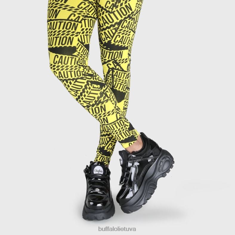 klasikiniai žemi sportbačiai lakuota oda Buffalo juodas4D4XB425 |sportbačiai