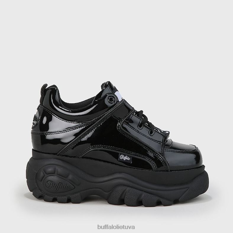 klasikiniai žemi sportbačiai lakuota oda Buffalo juodas4D4XB496 |sportbačiai