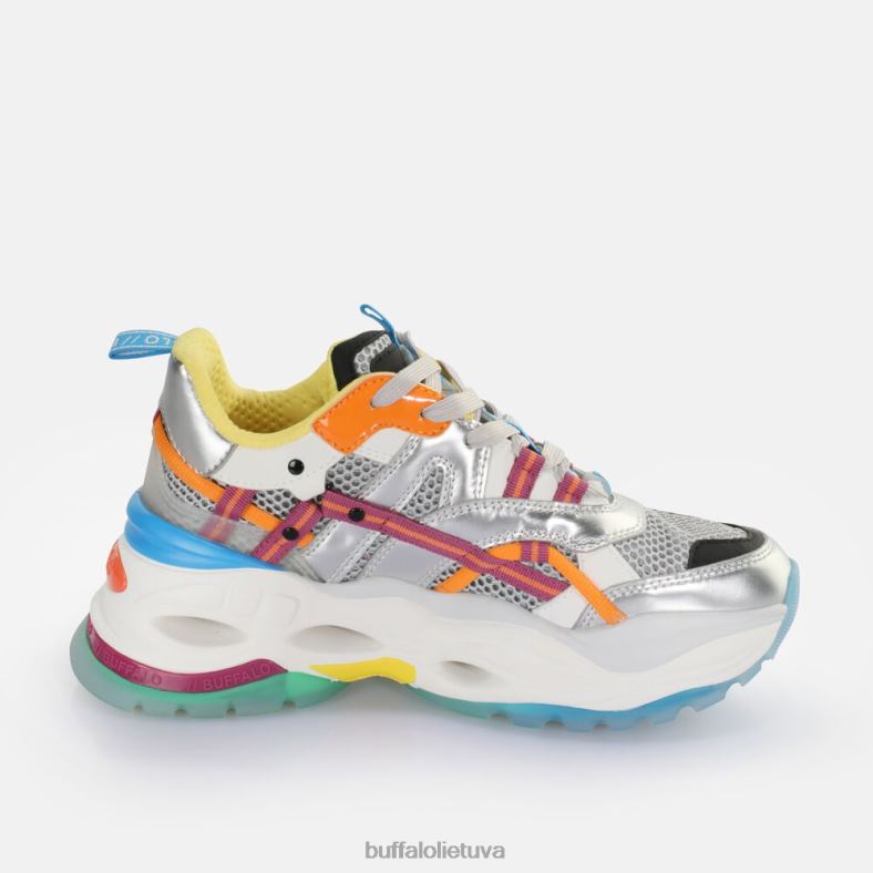 trivietis tuščiaviduris sportbatis žemas veganiškas Buffalo sidabrinė/violetinė4D4XB126 |sportbačiai