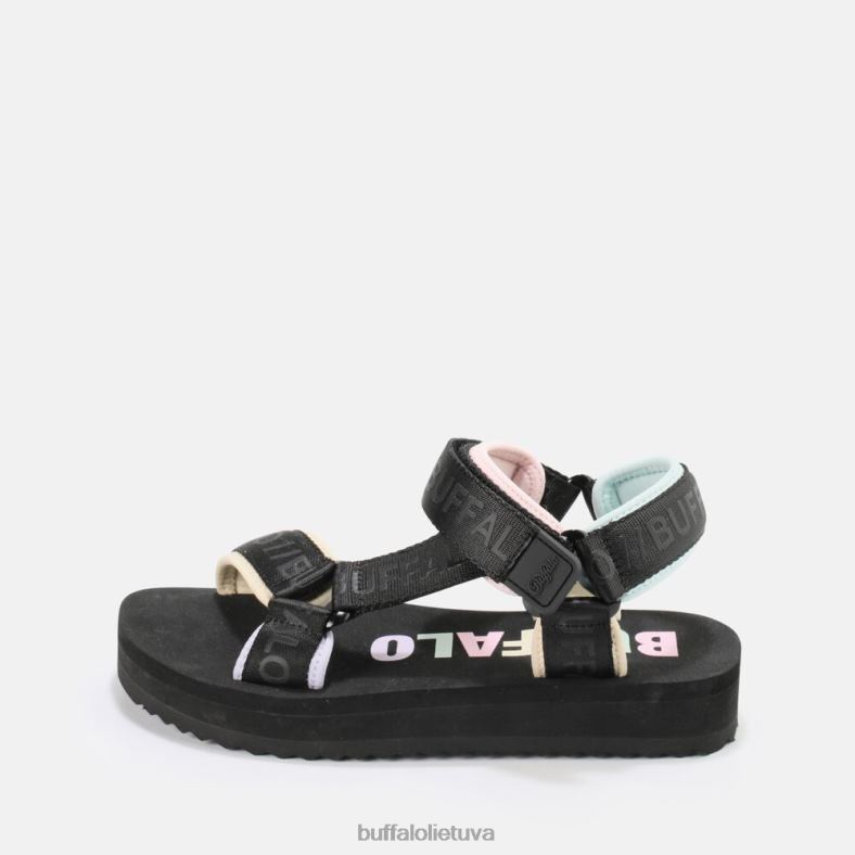 Sage bėgių kelio platformos basutės veganiškos Buffalo juodas/daugelis4D4XB741 |sandalai