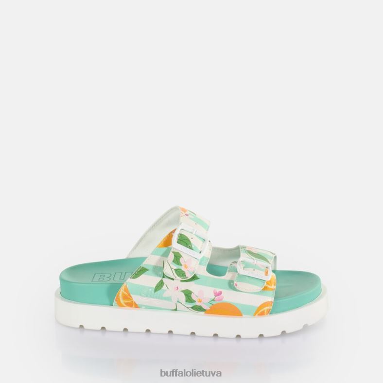 eve sol platformos slide veganas Buffalo žalia/oranžinė4D4XB291 |skaidrių