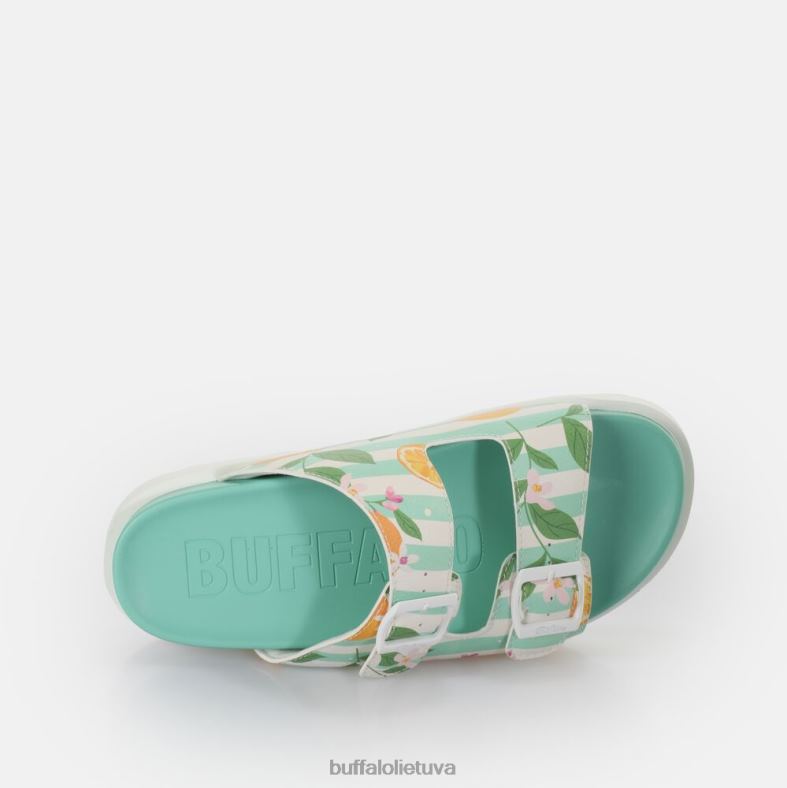 eve sol platformos slide veganas Buffalo žalia/oranžinė4D4XB291 |skaidrių