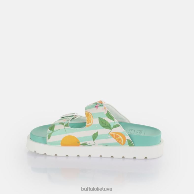 eve sol platformos slide veganas Buffalo žalia/oranžinė4D4XB291 |skaidrių
