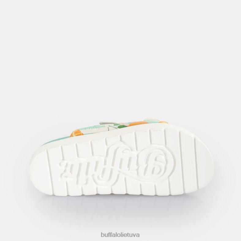eve sol platformos slide veganas Buffalo žalia/oranžinė4D4XB291 |skaidrių