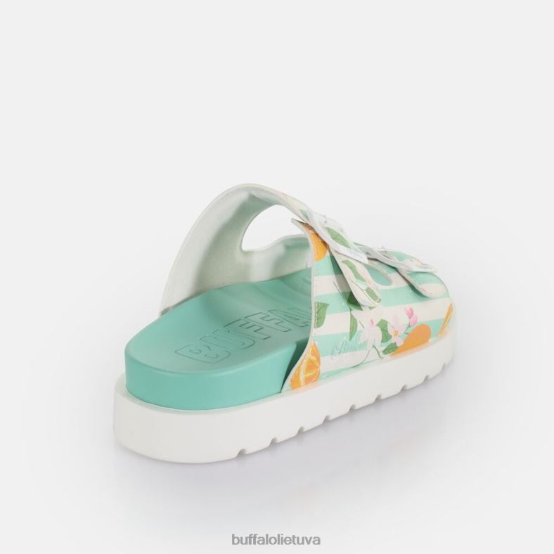 eve sol platformos slide veganas Buffalo žalia/oranžinė4D4XB291 |skaidrių