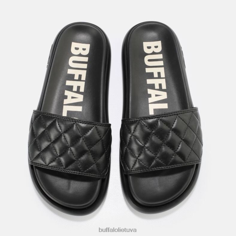 rey quilt slide vegan Buffalo juodas4D4XB831 |skaidrių